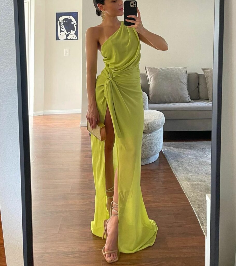 RENTA Un hombro con nudo en cintura abertura en pierna DOCE38