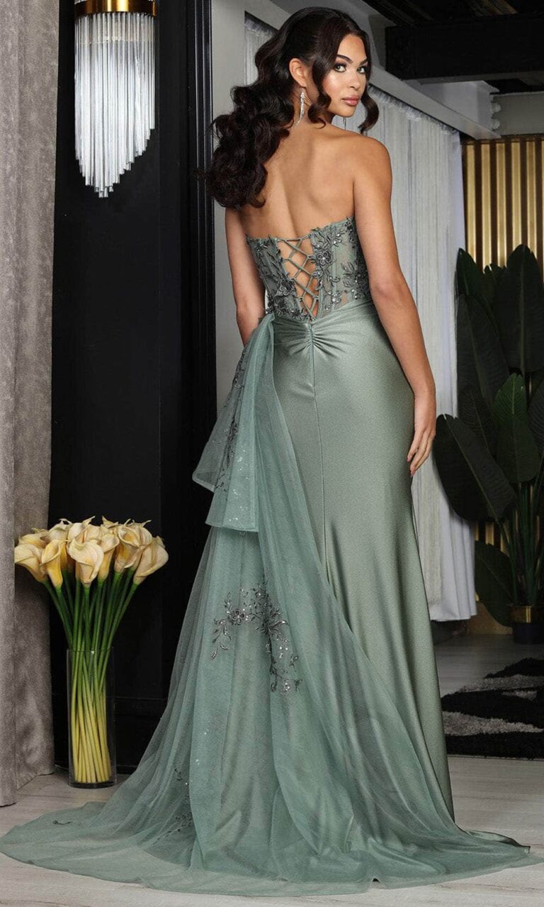 VL2072-1 Sirena strapless bordado escarola lado