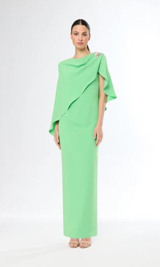 Corte recto aplicación hombro capa asimétrica