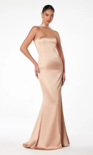 Satin strapless con choker