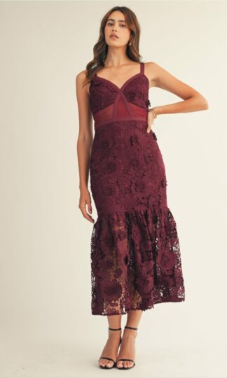 Midi tirantes bordado floral 3d