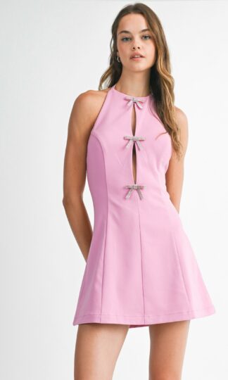 Halter línea A con moños metálicos