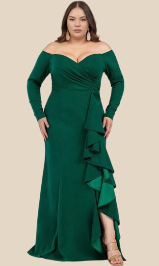 Off shoulder manga larga escarola pierna