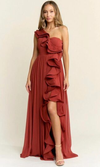 Un hombro escarola falda plisada