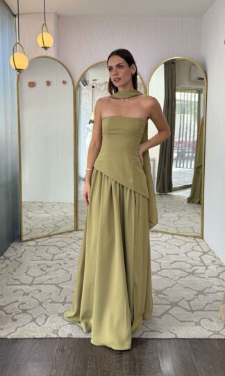 Renta Strapless asimétrico corset con estola