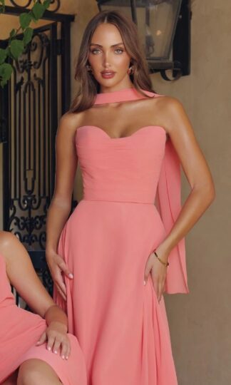 Escote corazón chiffon corset con estola