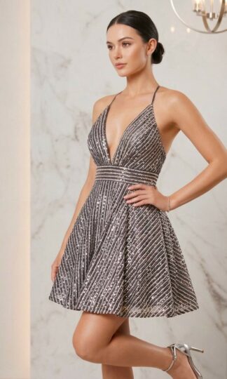 Vestido corto lentejuela tirantes ampon