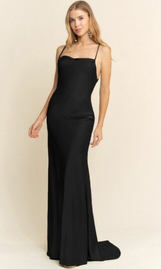 Satín liso tiras cruzadas espalda