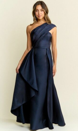 Tafeta asimétrico drapeado pecho