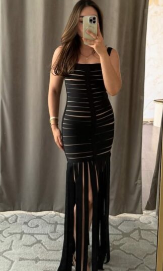 Vestido de tirantes con tiras elásticas