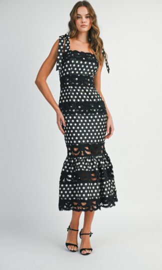 Midi print lunares con tirantes de moño