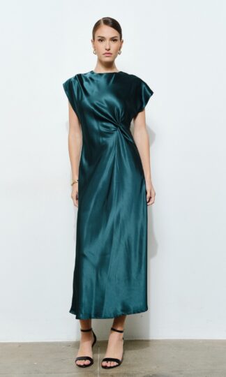 Midi satin liso corte recto