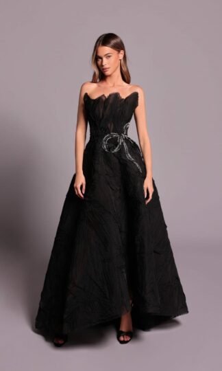 Strapless corte en A moño cintura