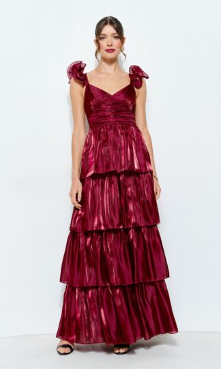 Organza con capas y olanes en tirante