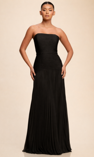 Strapless falda plisada