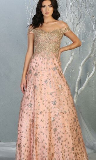 Largo ampon off shoulder bordado con brillos