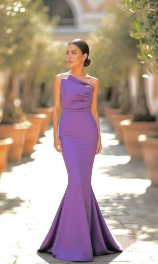 Vestido corte sirena un solo hombro drapeado