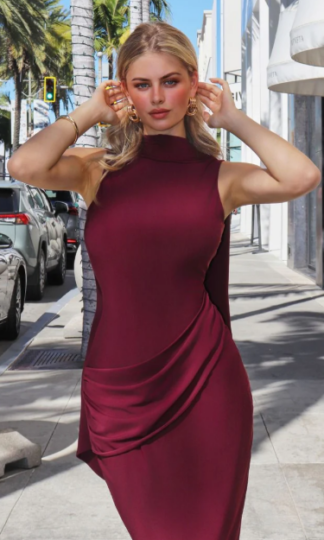 Halter liso drapeado cadera