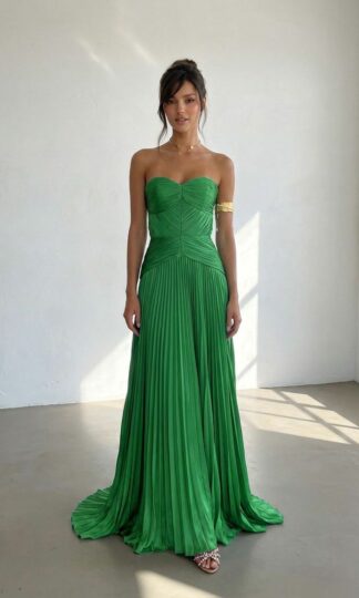 Strapless drapeado plisado