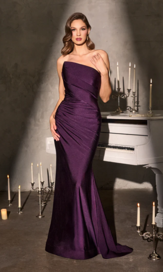 RENTA Lycra strapless asimetrico drapeado