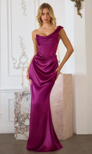 RENTA Satin una manga drapeado