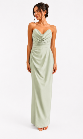 Strapless drapeado cuello