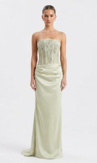 Strapless encaje con satin