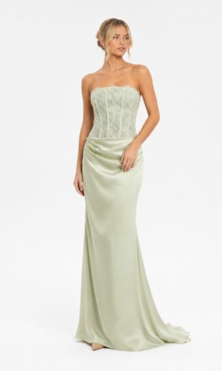 Strapless encaje con satin