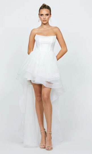 Corto largo organza brillante corset drapeado