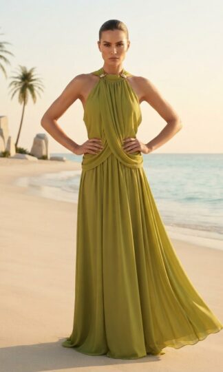 Halter mesh plisado