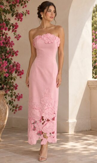 RENTA Strapless con flor 3D