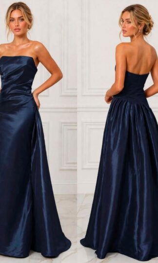 Tafeta strapless drapeado