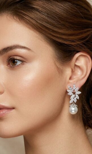 ARETE CON CRISTALES Y PERLA